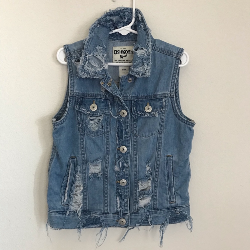 New hand distressed Oshkosh denim vest ( size 8 )